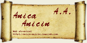 Anica Aničin vizit kartica